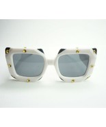 Exaggerated Geometric oversized Sunglasses white costume large frame thick - $17.82