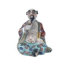 Antique Chinese Famille Rose Figure holding cup and Tablet - £229.13 GBP