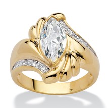 Marquise Cut Cz Accent Bypass 14K Gold Gp Ring Size 5 6 7 8 9 10 - £64.33 GBP
