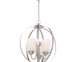 Hampton Bay Findlay 3-Light in Brushed Nickel Chandelier with Etched Whi... - £63.50 GBP