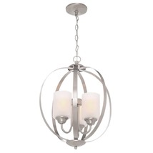 Hampton Bay Findlay 3-Light in Brushed Nickel Chandelier with Etched Whi... - £61.97 GBP