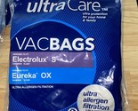 4 Electrolux S canister VacBags  UltraCare Allergen Filtration   20-57018 - $25.73