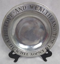 Vintage Wilton Armetale Pewter Plate Health Love And Wealth And Time To Enjoy - $10.00