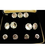 Rolled Gold Cufflinks Tuxedo set Vintage GROOM Krementz silver Seed pear... - £373.64 GBP