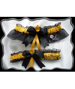 Steelers Black Organza Ribbon Wedding Garter Set  - £19.97 GBP