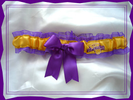 Purple Organza Ribbon Wedding Garter Toss Made with Lakers Fabric - $12.50