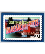 Greetings From Massachusetts Large Letter Chrome Postcard USPS 2001 Dock... - £5.43 GBP