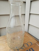 Vintage Bordens Clear Glass One Quart Milk Bottle - $12.49