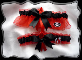 Georgia Bulldogs Red Organza Ribbon Wedding Garter Set  - £19.90 GBP