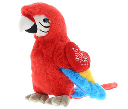 I Love You Cute Tropical Red Parrot Plush Animal With Heart - 9.5 Inch - £32.41 GBP