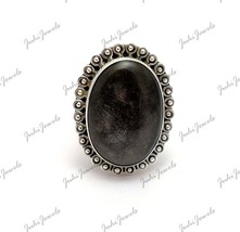 Heilung Chakra Ring 925 Silber Schwarz Obsidian Statement Silvercocktail - £37.61 GBP+