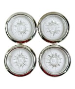 Vintage Leonard Starburst Crystal Coasters w Silver Plate Rim Set of 4 -... - $24.49