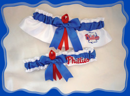 Philadelphia Phillies White Satin Ribbon Wedding Garter Set  - £23.45 GBP