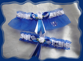 University of Kentucky Wildcats Blue Organza Flower Wedding Garter Set  - £19.53 GBP