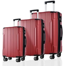 Red 3-Piece Expandable Hard Shell Luggage Set - £114.41 GBP