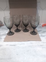 Libbey Smokey Glass Goblet Wine Stemware, Four Wine Glasses, Stemmed Glassware - £19.50 GBP