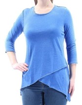 Calvin Klein Womens Asymmetrical Hem Heathered Top Color Blue Size XS - $47.41