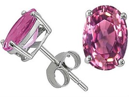 1.00 3.50 Ct Womens Unique 14 K Solid Wg Pink Sapphire Oval Shape Stud Earrings - £29.41 GBP