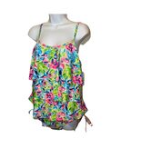Stella Parker Swimsuit Two Piece Tiered Tankini Padded bra sz L NEW - $1,429.53 MXN