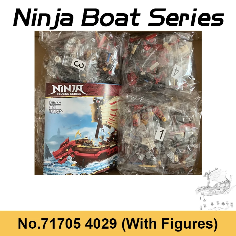 1856pcs Destiny Bounty Ship Building Blocks Ninja Dragon Boat Monastery ... - £177.69 GBP