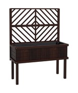 Espresso Fir Wood Elevated Raised Garden Bed With Stylish Climbing Trellis - $4,580.64 MXN