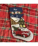 LL Bean Multicolor Needlepoint “MAX” Truck Christmas Tree Village Snow S... - $54.31 CAD