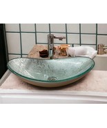 Beautiful Bathroom Countertop Vessel Gray Silver Tempered Glass Sink Boa... - $2,137.15 MXN