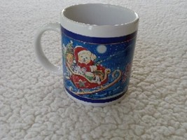 Winter Season&#39;s Greetings Christmas Teddy Bear Santa Coffee Mug Tea Hot - £7.58 GBP