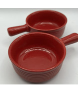 Bowls Soup Cereal Bistro Bright Ripped Red Stoneware 3 x 5 Inches - £8.84 GBP