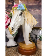 Colorful Dainty White Fine Stallion Horse Bust Floral Succulents Crown F... - £31.33 GBP