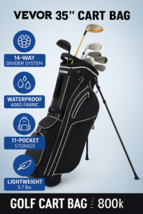 VEVOR 35” Golf Cart Bag 14 Way Divider Top 11 Pockets Waterproof Lightwe... - $305.33 CAD