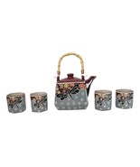 Maroon Grey Tombo Dragonfly With Flowers Hexagonal Teapot With 4 Tea Cup... - €36,03 EUR
