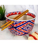 Japanese Design Diamond Contrast Ceramic Ramen Udong Bowl &amp; Chopsticks Set - €18,00 EUR