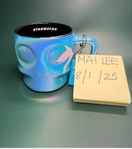 STARBUCKS 2025 HALLOWEEN IRIDESCENT BLUE SKULL 14oz CERAMIC COFFEE MUG/C... - $39.39