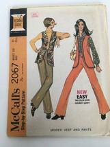 McCalls Sewing Pattern 2067 Vintage Misses Vest Pants 1960s 1969 Uncut Size 10 - £7.81 GBP