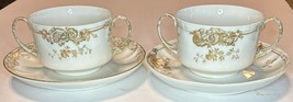 Jean Pouyat Limoges China 2 Handle Soup/tea Broth Cup Set Of 2 - $28.71