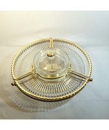 Faber Bros Gold &amp; Clear Small Lazy Susan Appetizer RETRO 4 Part Divided ... - £19.65 GBP