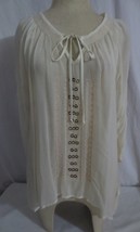 Guess Ivory Hi-Low Boho tunic top Embroidered Metal accents Sz M NWOT - £23.50 GBP