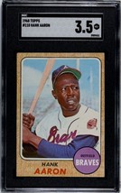 Hank Aaron 1968 Topps Baseball Card #110- SGC Graded 3.5 VG+ (Centered/Atlanta B - £95.60 GBP