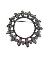 Unique Costume Brooch Pin Jewelry Rhinestones Aurora Borealis - $254.79 MXN