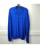 Callaway 100% Merino Wool Sweater XLarge Blue 1/4 Button Pullover Long S... - £16.52 GBP