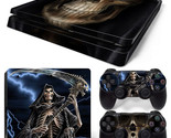For PS4 Slim Console &amp; 2 Controllers Grim Reaper Decal Vinyl Skin Wrap S... - £11.14 GBP