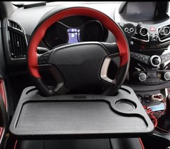 Black Car Steering Wheel Desk Double Sided Tray With Cup Holder And Pen ... - $12.75