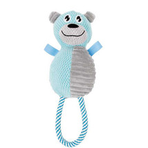 Pet Life Plush Huggabear Natural Jute And Squeak Chew Tugging Dog Toy (DT26) - £8.87 GBP