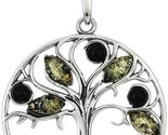 New 18&quot; Green Amber Gem Stone Sterling Silver Tree Pendant Necklace NWT - £26.52 GBP