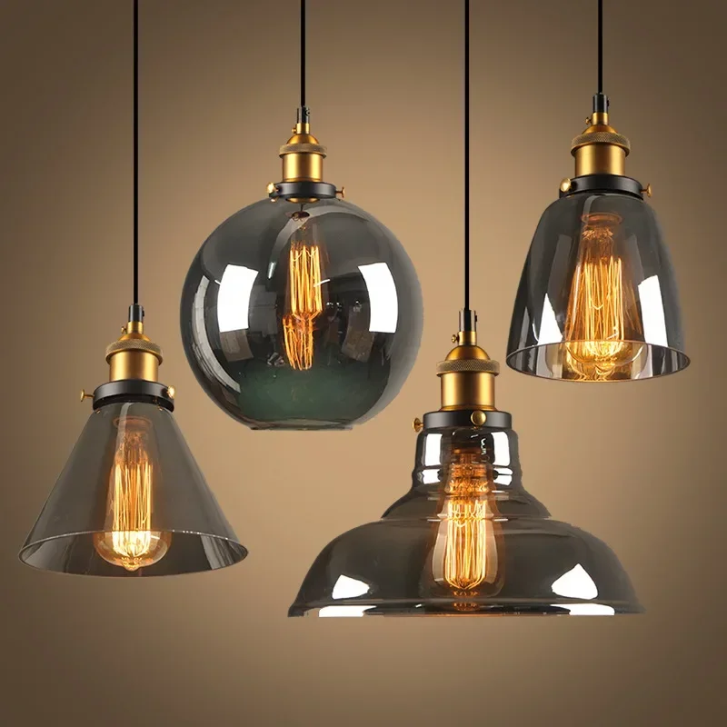 Amber Color Vintage Glass Hanging Light Luxury Crystal Clear Gray Chande... - $48.51+