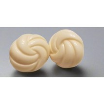 Cream Button Clip On Earrings - $109.46 MXN
