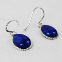925 Sterling Silver Handmade Lapis Lazuli Gemstone Earrings Women Gift ES-1160 - £15.29 GBP
