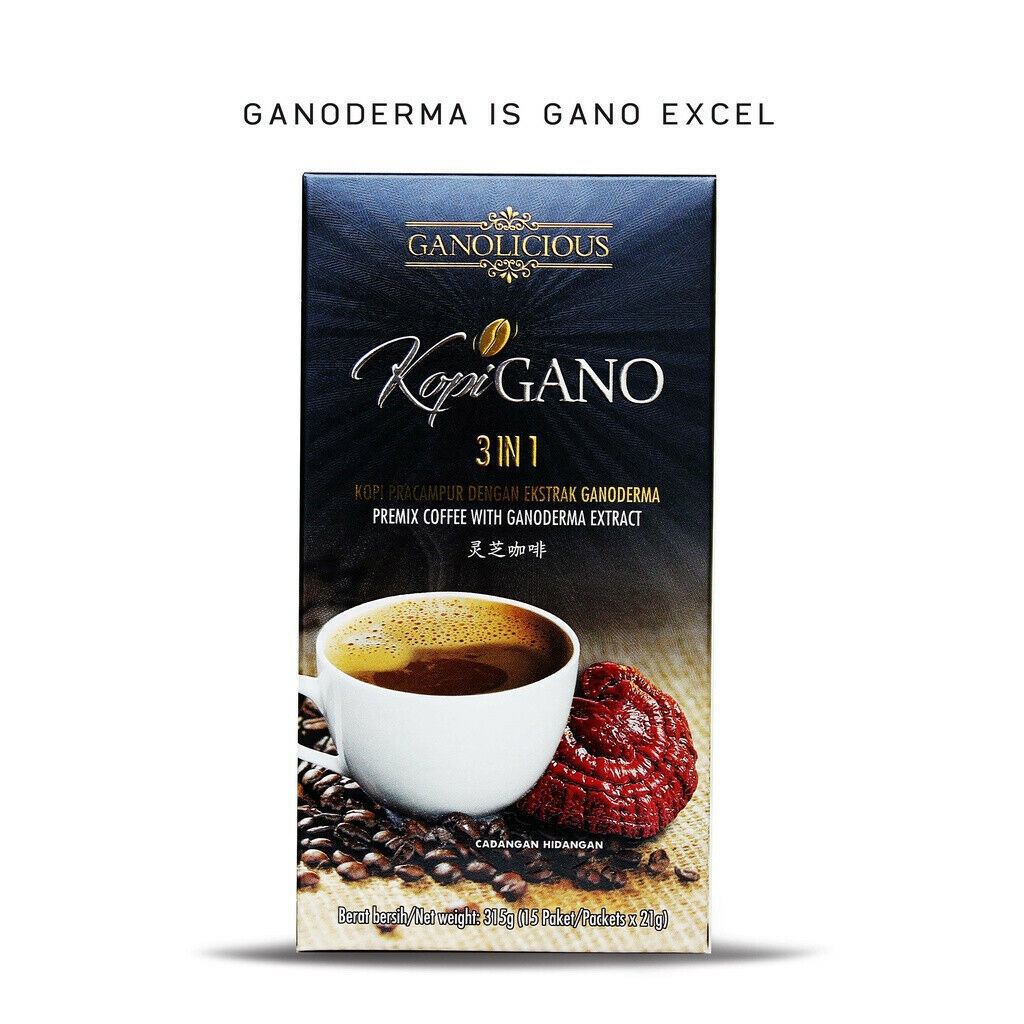 Primary image for Gano Excel Ganoderma Cafe 3 in 1 Coffee 5 Boxes X 15 Satchets HALAL Coffee