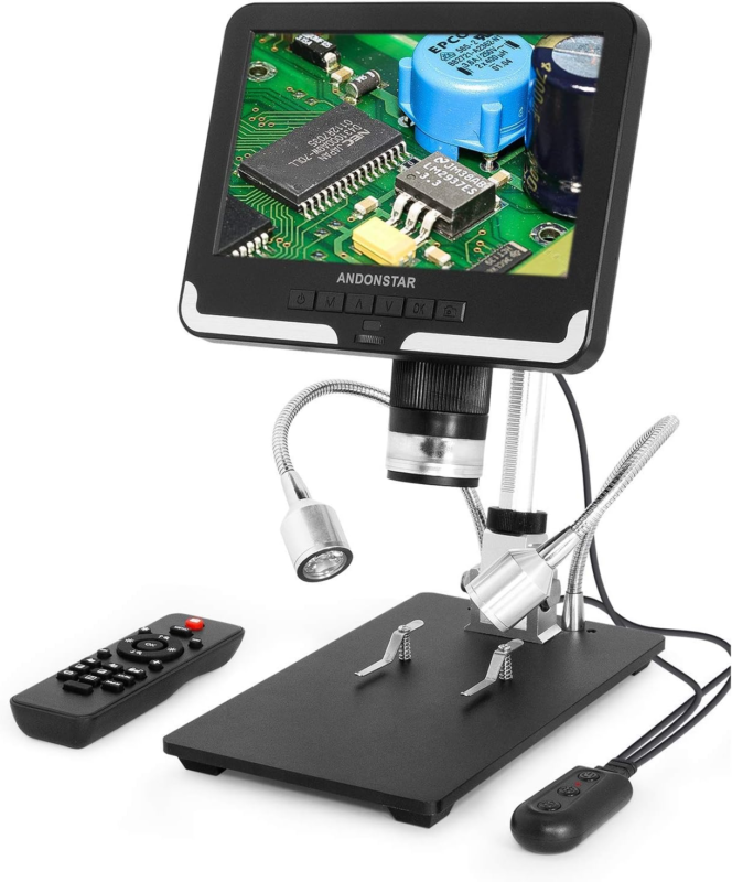 Digital Microscope with LED Fill Light, 7-Inch Adjustable 30F/S Display ... - $110.63
